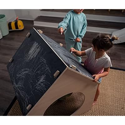 Avenlur Indoor Montessori Wooden and Waldorf Style Playhouse for Toddlers with Double Chalkboard Roof. Sturdy Play Set Structure for Children and Kids ECC Early Childhood Day Care, Preschool Playroom
