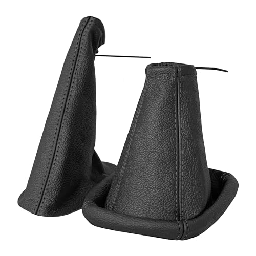 Funda palanca de cambios y Freno de mano - compatible para Opel Corsa B y Tigra A 1993-2000 - negro - de cuero auténtico - de marchas - para transmisión manual - (A0003-5)