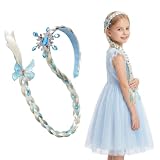 1 Stück Geflochtener Zopf Haarreif für Mädchen, Prinzessin Haarreifen mädchen mit Kristall, Haarschmuck passend zu Modische Kleidung, Weiß-Blau Krone Perücke für Geburtstagsfeier Kostüm Cosplay