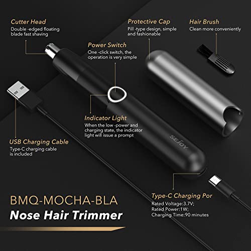 Sejoy Aparador de pêlos do nariz e da orelha para homem/mulher, IPX7 à prova de água para utilização