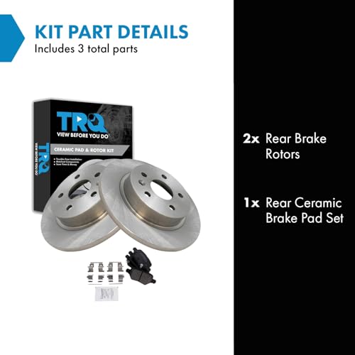 Image of TRQ Rear Ceramic Brake Pad and Rotor Set Compatible with 2018-2021 Buick Encore, 2018-2021 Chevrolet Trax