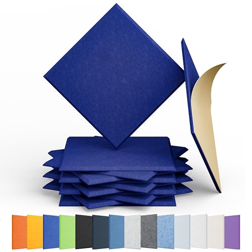 Image of 12 Pack Square Acoustic Panels Self Adhesive Sound Proof Foam(Telecom Blue)
