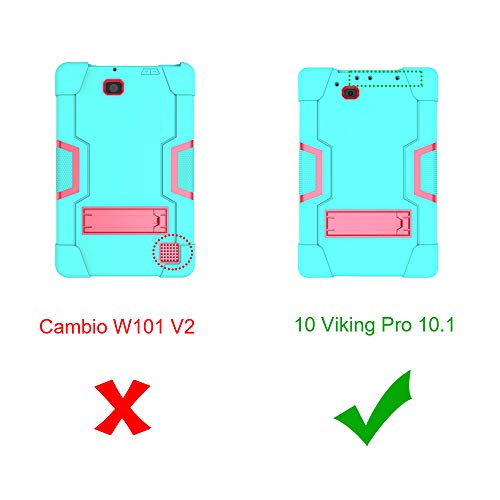 Cherrry For Rca 10 Viking Pro Rct6A03W13 10.1 Inch Case,Heavy Duty Shockproof Rugged Impact Resistant Hybrid Three Layer Full Body Protective Case Cover For Rca 10 Viking Pro 10.1 Inch (Green/Pink) #TOP1