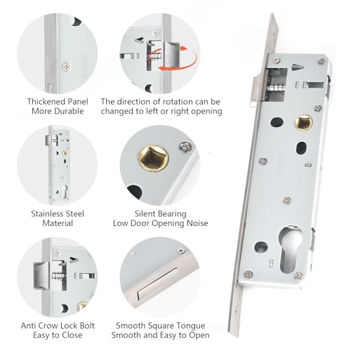 Rohrrahmenschloss, Edelstahl Einsteckschloss Entferung 85MM Dornmaß 30MM, Rohrrahmen-Schloss Türschloss Gartentür Schloss Schlosseinsatz für Links/Rechts