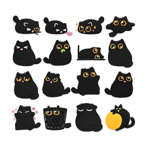 Lavenimary 16 PCS Cute Cats Shoe Charms for Clogs and Sandals, Cartoon Clog Charms Accessories, Kawaii Style Colorful Novelty Shoe Decoration Accessories, Easy Fit Gift Idea(Cat 16pcs)