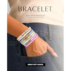 Friendship Bracelets Trendy Heishi Clay Bead Bracelets Stack Gold Beaded Stretch Bracelets for Women Boho Stackable Bracelets Bulk Cute Preppy Jewelry