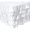 Elegant comfort luxurious premium quality 1500 thread count wrinkle and fade resistant egyptian quality microfiber multi ruffle bed skirt 15inch drop queen white  urban country home decor