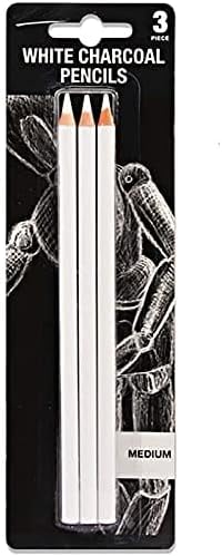 2x Weiße Kohlestifte | Professionelle Skizzenstifte Für Künstler | 17,5cm Holzbuntstifte