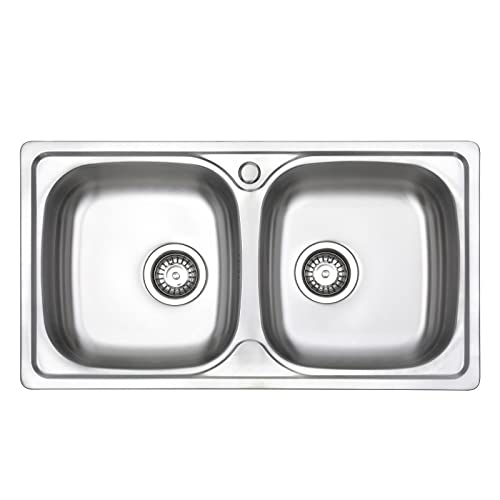 【Design Unico】Gli angoli arrotondati facilitano la pulizia dei lavabo da cucina. Lavandino con foro di troppopieno per evitare che l'acqua trabocchi. I pad di riduzione del suono riducono al minimo il rumore.