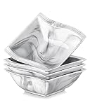 MALACASA Soup Cereal Bowls 30oz Set of 4 for Kitchen, Ceramic Square Bowl Set for Cooking, Large Ser