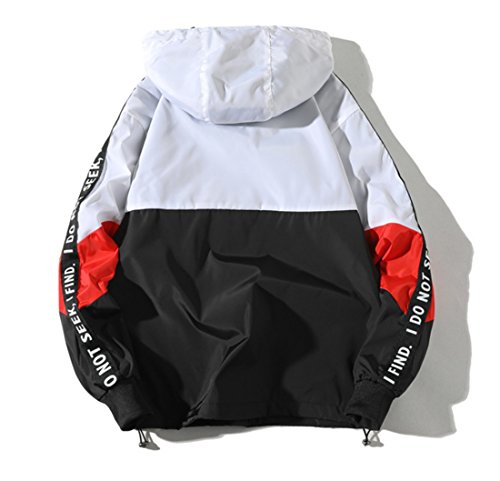 Hzcx Fashion Mens Pullover Hooded Waterproof Lightweight Windbreaker Jackets(White,L) #TOP1