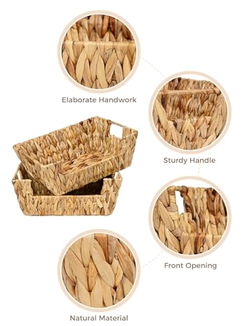 StorageWorks Wicker Basket for Pantry Organizers and Storage, Stackable Water Hyacinth Storage Baskets for Pantry Shelves, 2-Pack