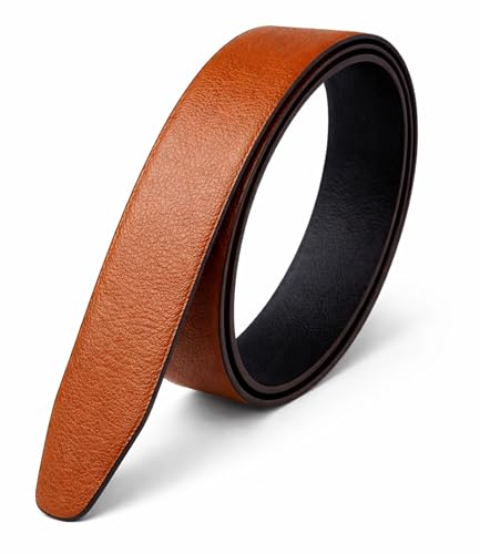 Image of Belt for Men without Buckle PU Leather Reversible Brown Strap with No Buckle Combo Pack of 2
