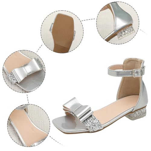 IWIHMIV Girls Open Toe Princess Sandal Summer Dress Sandal Low Heel Shoes for Wedding Dance Flower Girl3