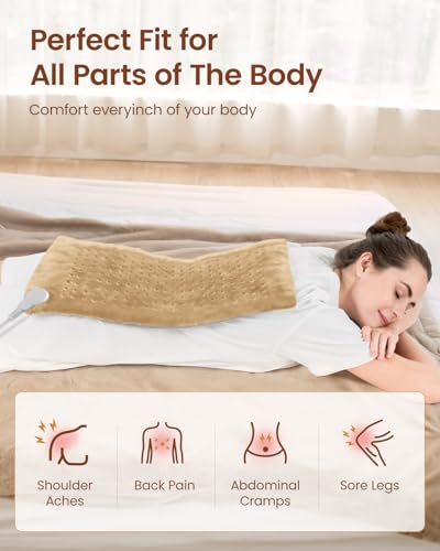 Image of RENPHO Heating Pad for Back & Period Cramps, Hsa Store Eligible Items, Heat Pad for Knee and Leg, Birthday Gifts for Women Men Husband, Auto Shut Off, ETL Certified, 12 inch x24'' Light Yellow