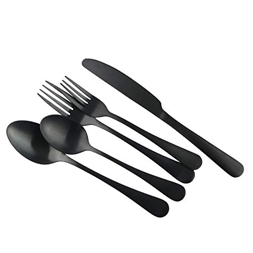 Matte Black 4 Piece Pie Server 8.85-Inch Pizza Cutter Knife Spatula Slice Stainless Steel Table Flatware Set Cake Server Serving Utensils Silverware Dishwasher Safe For Party #TOP5