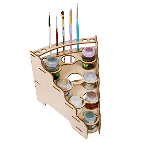 Image of The Broken Token Modular Paint Rack w / 35mm Holes - 45 Wedge - Multiple Organizer for Paint Bottles, Pots, and Brushes in Tiered Layout - Customize Your Pieces with Easy Organization & Access