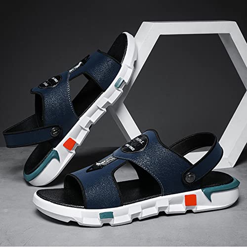 Men's Casual Leather ls Beach Shoes Anti Slip Open Toe ls Running Shoes Men Blue2