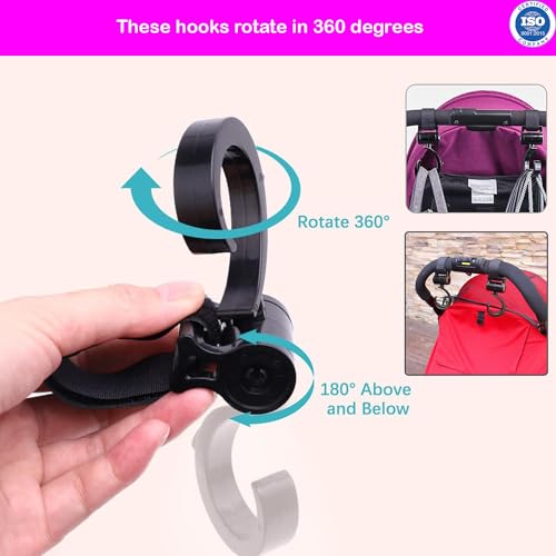 Image of Safe-O-Kid Strong Stroller Hooks (Pack of 4) - Heavy Duty, Durable, Universal Hooks for Bags, Toys & More, Black