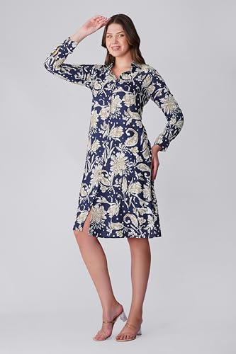 Image of Midi Dress for Women | Rayon A-Line Dress with Pockets | Casual Western Dress for Women | Comfortable Everyday Wear