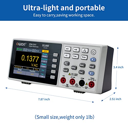 Image of Protable Bench Multimeter with 3.5 Inch 55,000 Counts True RMS Ultra-light Digital Multi Tester for Labs, Factories (XMD1041)