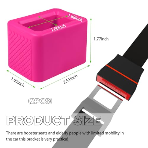 Image of Augeny 2 PCS Seat Belt Buckle Holder, Silicone Auto Rear Seatbelt Buckle Booster to Makes Receptacle Stand Upright for Easy Access, Universal Vehicle Seatbelt Buckle for Kids (Pink)
