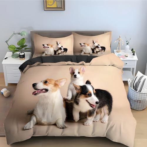 Housse de couette 160x200 corgi en microfibre douce avec zip - 2