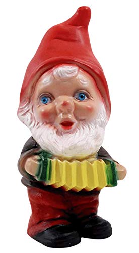 RAKSO Deko Figur Zwerg H 19 cm Gartenzwerg Musiker mit Harmonika stehend Gartenfigur aus Kunststoff