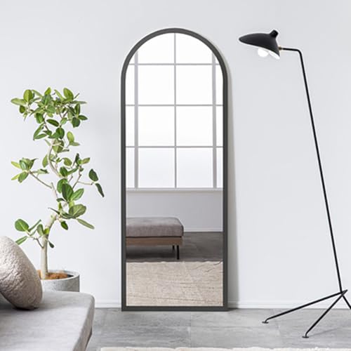 スマート・アイ(smart-i) スタンドミラー Alma(アルマ) アーチ型 全身鏡 木製フレーム 姿見ミラー 壁掛け対応 床置き対応 強化ガラス 飛散防止 薄型 おしゃれ シンプル 北欧 モダン 60×160cm ダークグレー