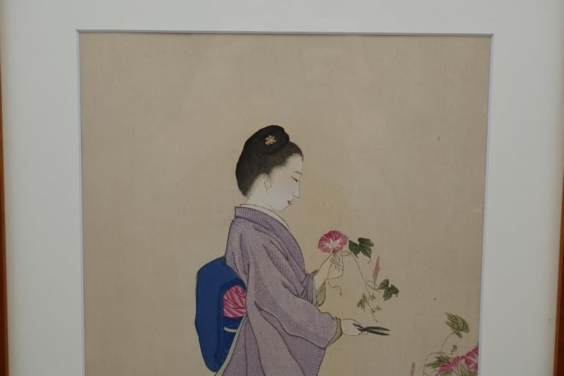 Amazon.co.jp: 湯川松堂 美人画 □ 朝顔 美人画 木版画 明治35