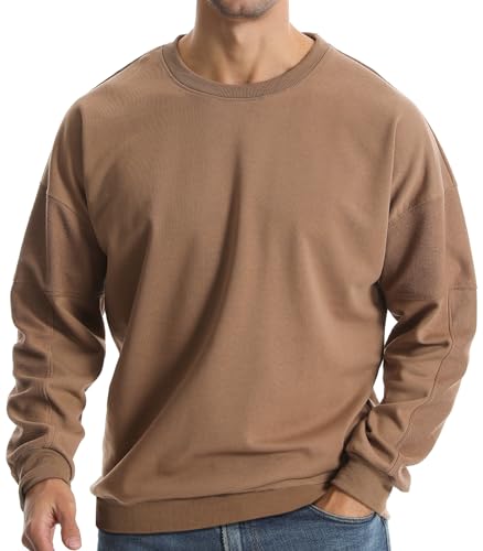 Suwangi Men's Crewneck Sweatshirts Patchwork Athletic Workout Sweat Shirt Casual Loose fit Long Sleeve Pullover Tops for Men