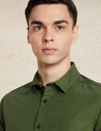Image of Amazon Brand - Symbol Men's Solid Slim Fit Cotton Casual Shirt | Plain | Full Sleeve | Summer (Available in Plus Sizes)