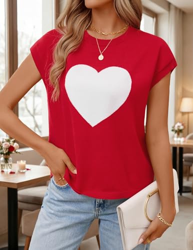 Image of ZESICA Women's Summer Trendy Knit Top 2026 Floral Print Short Sleeve Crewneck Loose Fit Sweater Vest Going Out Clothes