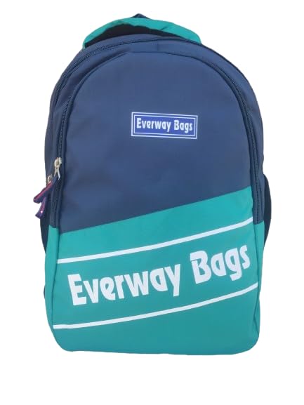 School Backpack, Navy Blue and Turquoise, Dual Compartment