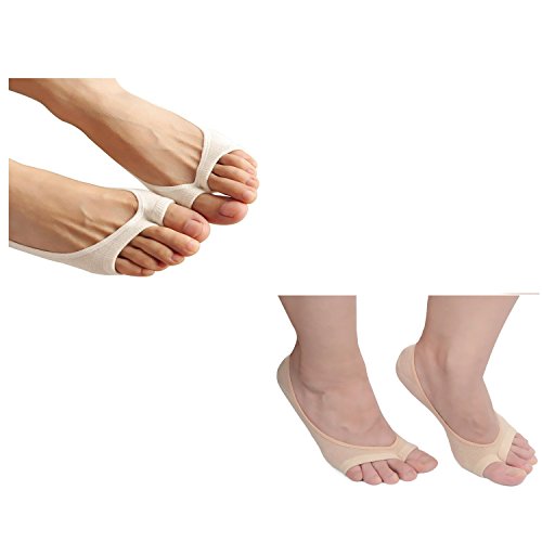 Image of seven wolves Womens Peep Toe Socks 6 Pairs, Toeless Cotton No Show Socks Non Slip Shoe Liner