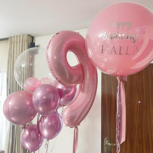 Image of 19th Birthday Balloon for Girls, 40 Inch Pastel Pink Number 19 Foil Balloons Self Inflating, Big Mylar Helium Light Pink 19 Balloons for Women Birthday Decor Anniversary Party Decorations Supplies
