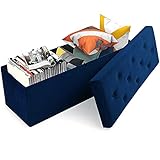 YITAHOME 43 Inches Folding 120L Storage Ottoman Bench, Velvet Footrest with 35mm high Elasticity...