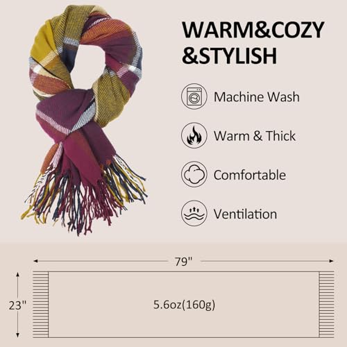 Image of Loritta Winter Scarf for Women, Long Plaid Shawl Wraps Scarves Gifts