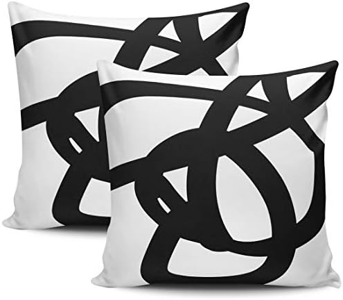 KELEMO Home Set of 2 Pillow Case Black White Abstract Art Modern Throw Pillow Covers Cushion Decorative Pillowcase Square 20 x 20 Inches