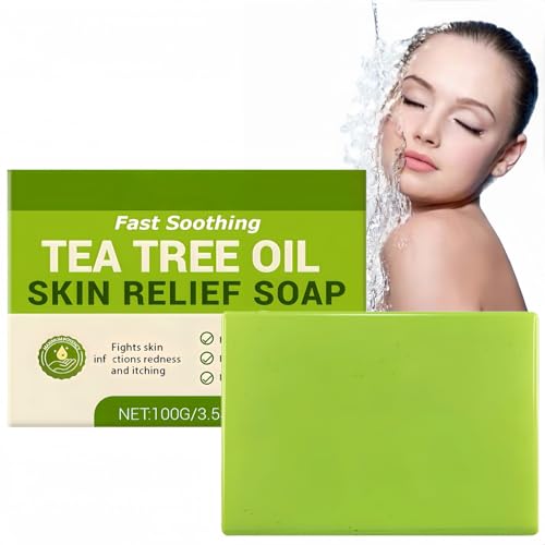 Tea Tree Oil Soap Bar,Tea Tree Oil Antifungal Soap,Body Wash So/ap for Skin Fungus,Natural Foot & Body Soa/p for Men & Women,Green Soa/p Bar for Acne,Athlete's Foot,Odor Control & Refreshing Cleanse