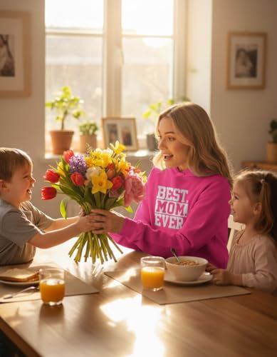 Tstars Best Mom Ever Hoodie for Women - Mothers Day Sweatshirt for Moms from Daughter - Cozy Fleece Hoodies Gift for Her