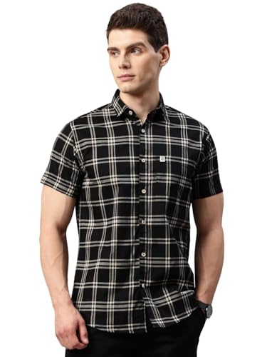 Image of Majestic Man Slim Fit Short Sleeve Checked Pure Cotton Casual Shirt