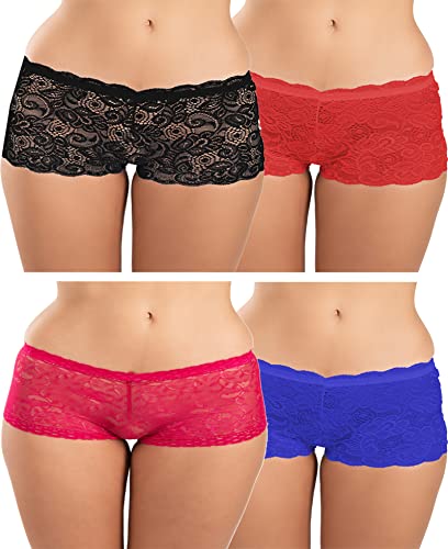 Image of FIMS - Fashion is my style Cotton Lycra Net Boy Short Panty for Womens, Mid Rise, Satin, Hipster Panties, Daily Use, Back and Front Coverage, Brief, See Main Image to Check How Many Panty You Will Get
