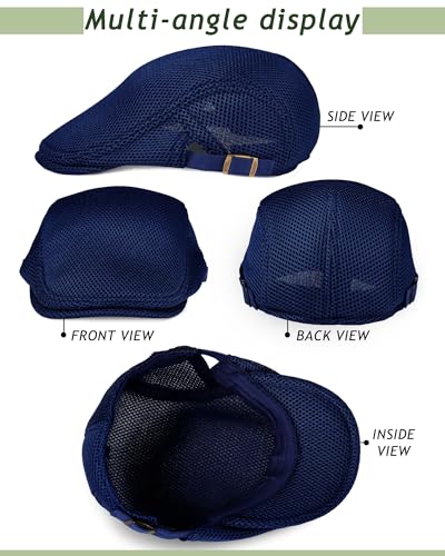 Image of Chuarry 8 Pack Newsboy Cap for Men Mesh Flat Cap Gatsby Golf Cabbie Hunting Driving Summer Hat for Men