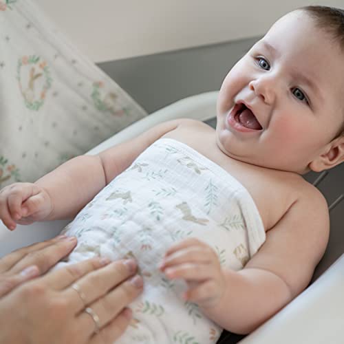 Image of aden + anais Essentials Washcloth 3-Pack, Super Soft 100% Cotton Muslin, Gentle on Skin, 3 Absorbent 11x11 Layers, Softer with Every Use, Perfect for Babies, Infants, Toddlers, Blushing Bunnies