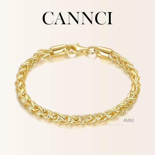 14K Gold Bracelet for Women Stackable Wheat Chain Gold Jewelry Gifts Available in Sizes 6.5-9 Inches4