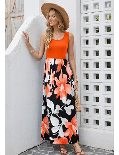 Image of Bluetime Women's Summer Boho Sleeveless Floral Print Tank Long Maxi Dress (S-3XL)