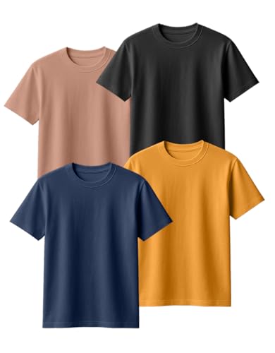 Image of Veirdo 100% Pure Cotton Regular Fit Round Neck Cool Solid Half Sleeve T-Shirt Combo for Men (Pack of 4)