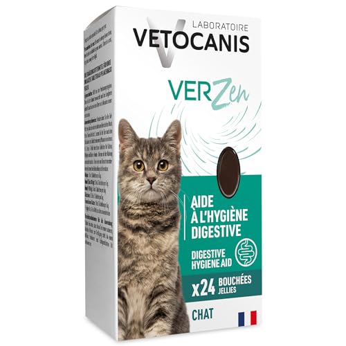 Vetocanis - Ô Naturel - Bocconcini anti vermi per gatto - Snack per gatti terra di Diatomee e zucca - Vermifugo per gatti, agisce come purga per espellere i parassiti intestinali - 24 bocconcini - 36g