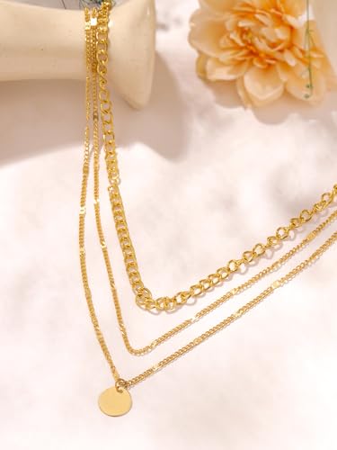 Image of Yellow Chimes Multi Layered Choker Necklace for Women | Fashion Gold Plated Chain Necklace | Multilayered Chain Necklace for Women | Western Necklace for Girls Birthday Anniversary Gift for Women Wife
